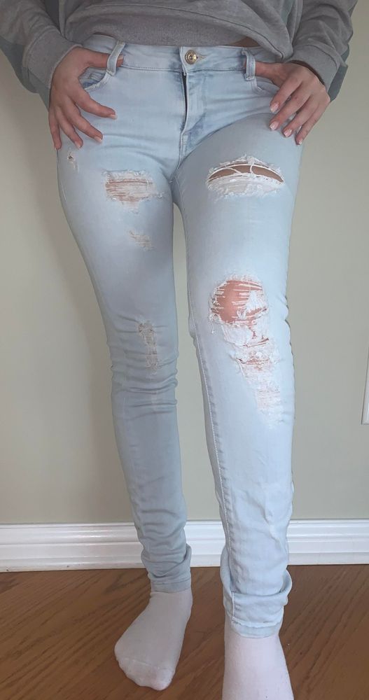 zara light blue jeans