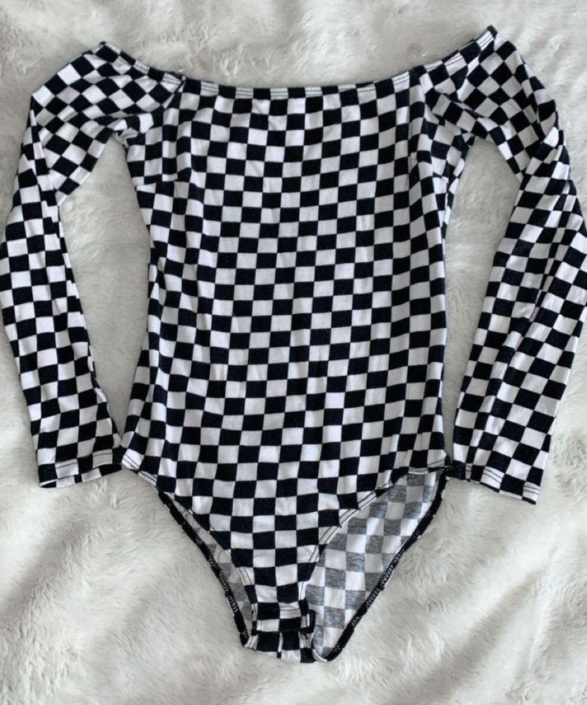 checkered bodysuit