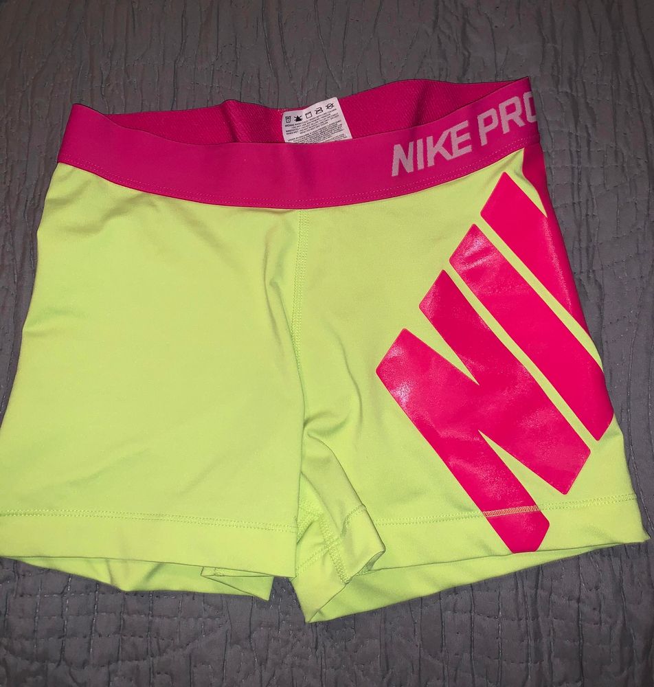 yellow nike pro shorts