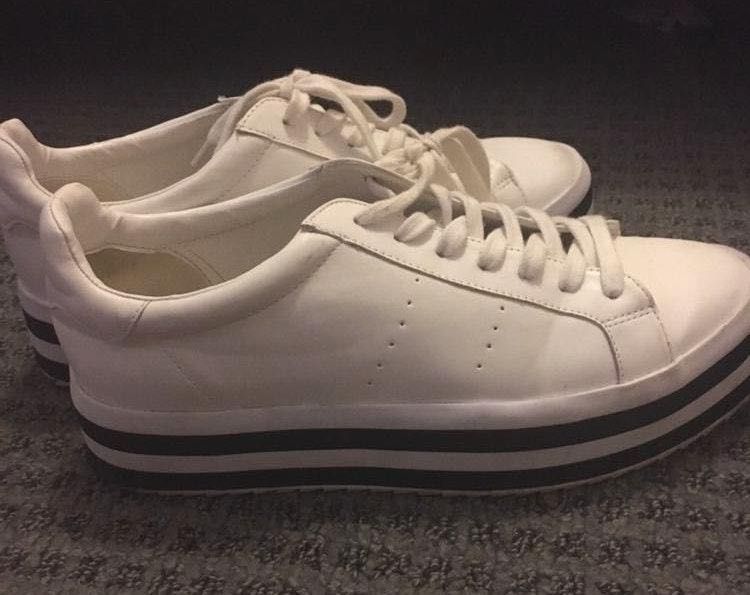 zara white platform sneakers