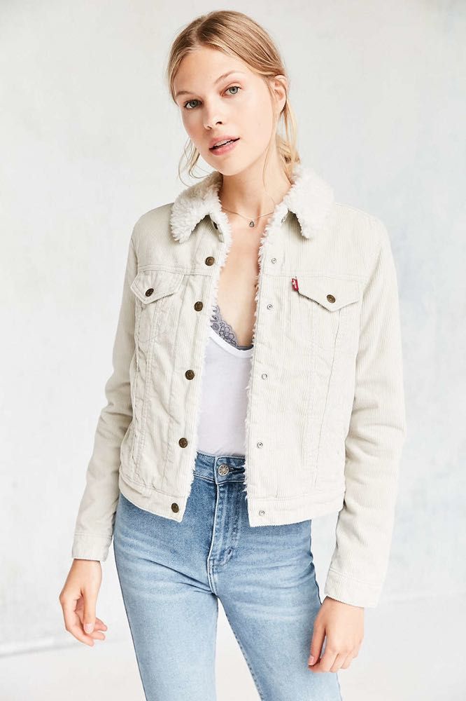 white sherpa denim jacket