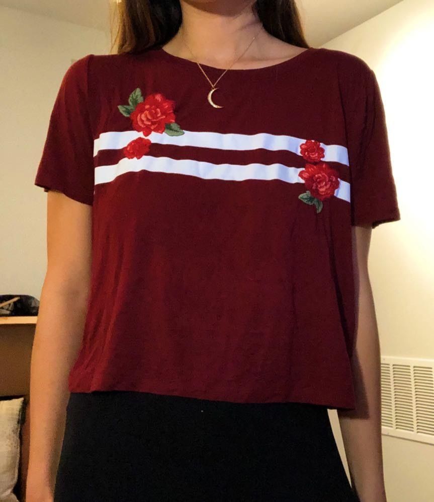 hollister red rose hoodie