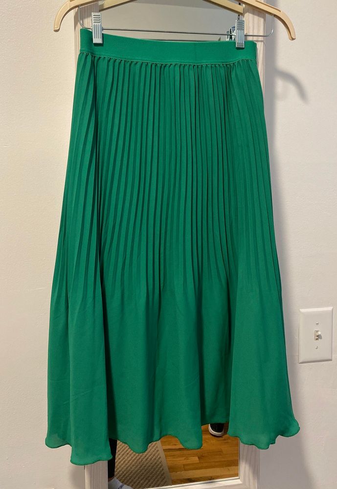 J crew green pleated skirt Clearance