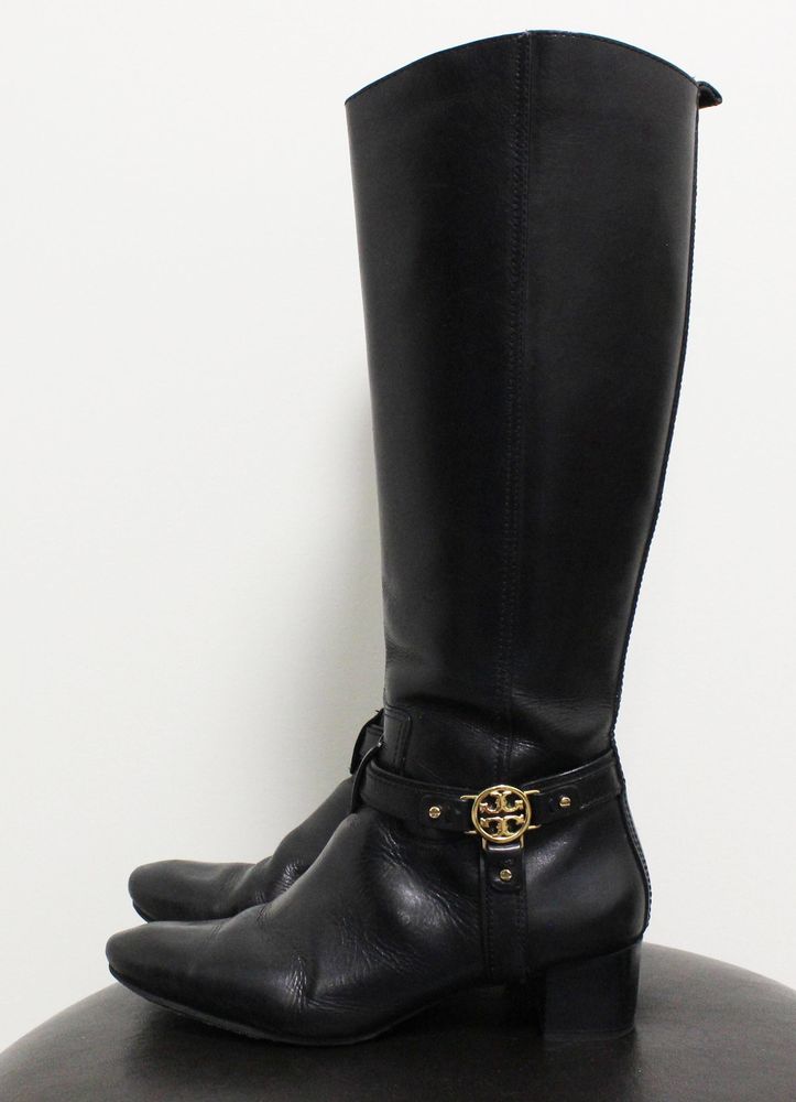 tory burch black tall boots