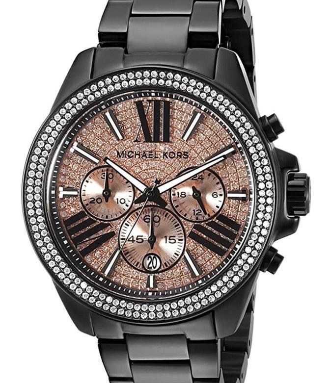 michael kors black and rose gold watch