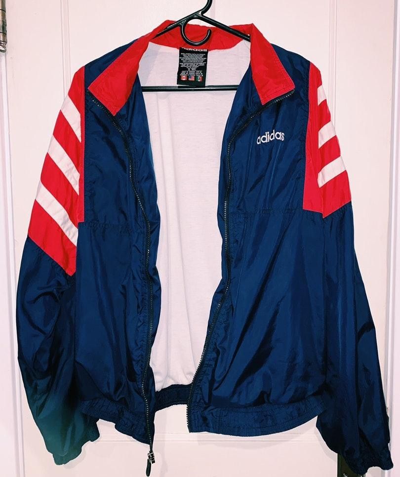 adidas windbreaker red blue white