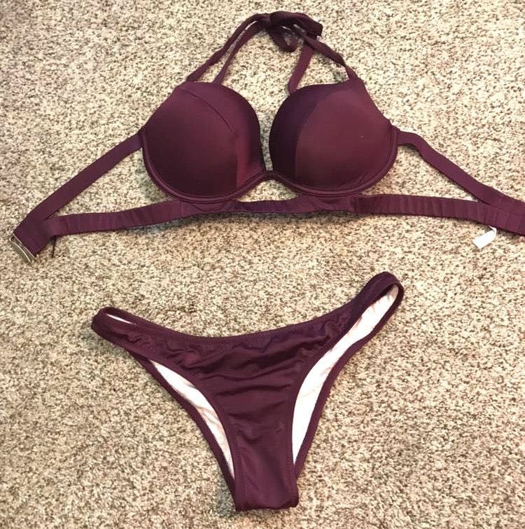 burgundy bathing suit top