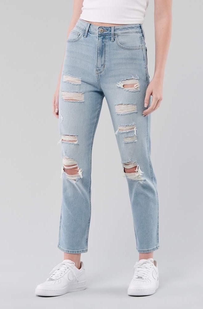 hollister ripped mom jeans