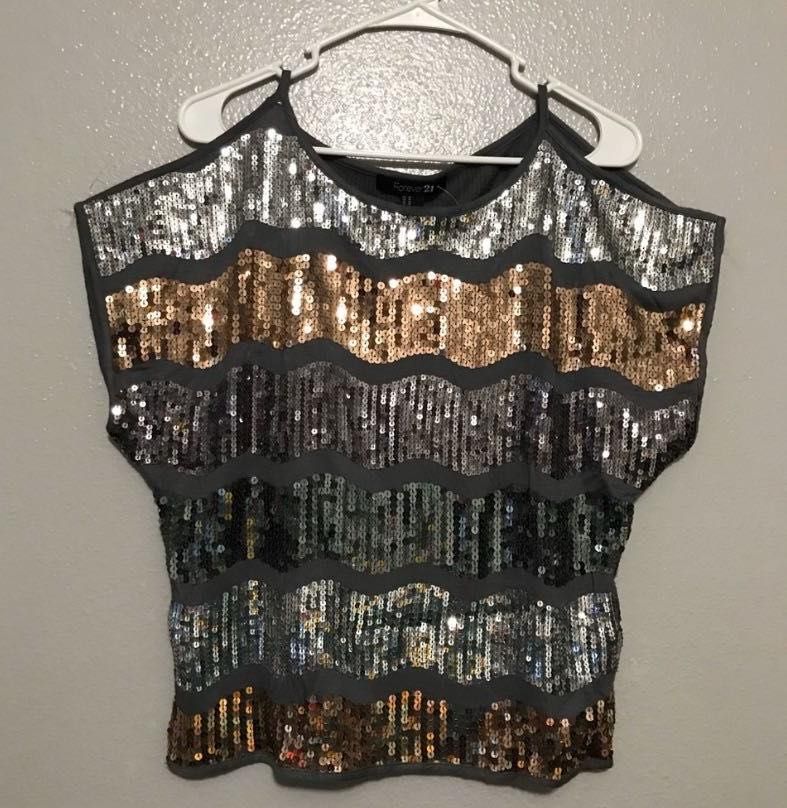 silver sequin top forever 21