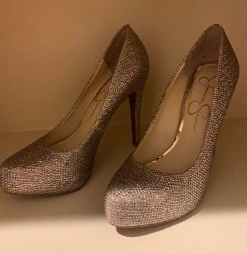 jessica simpson gold glitter heels