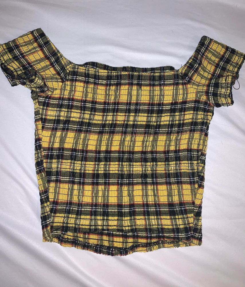 yellow plaid crop top