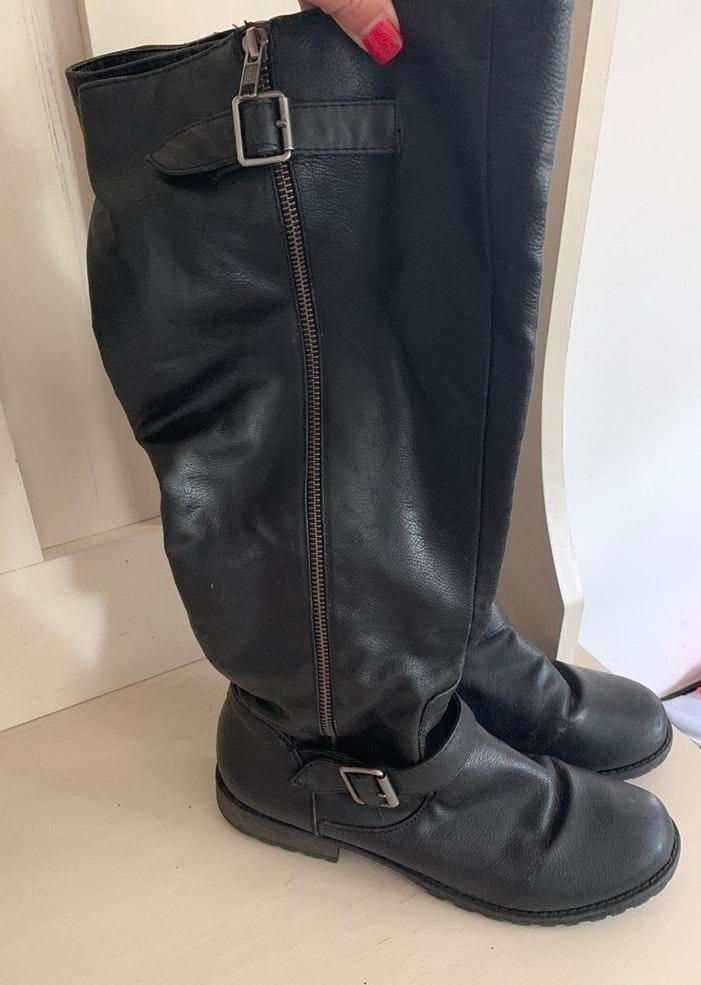 skechers black leather boots