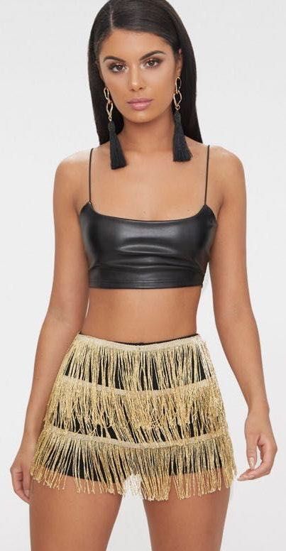 gold fringe crop top