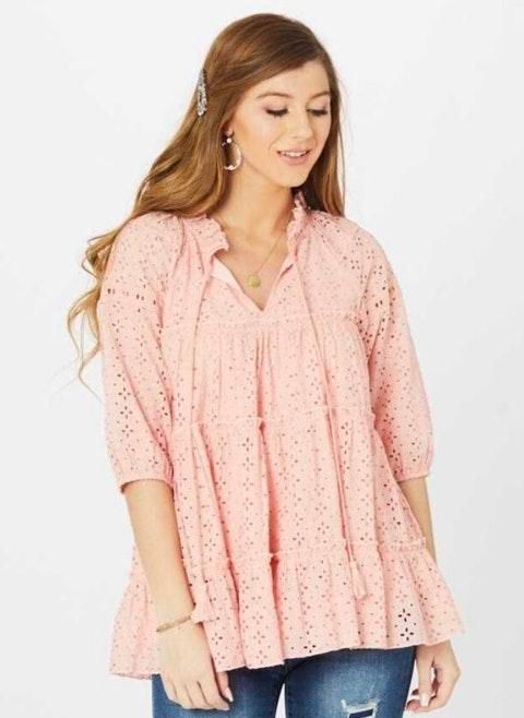 pink flowy top