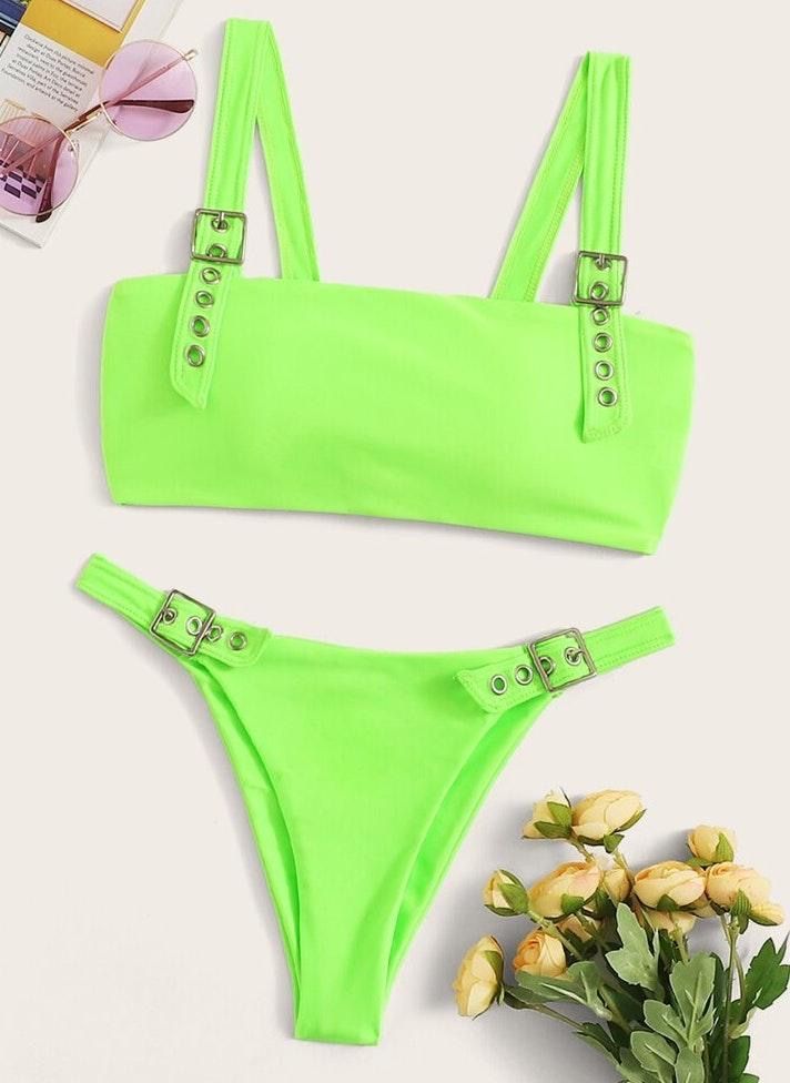 lime green bathing suit top