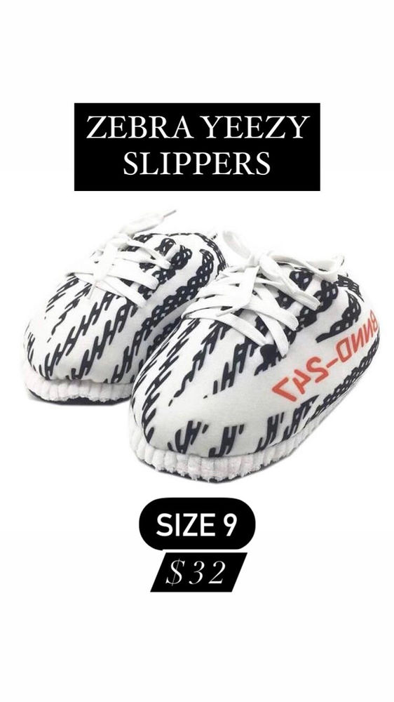 zebra yeezy slippers