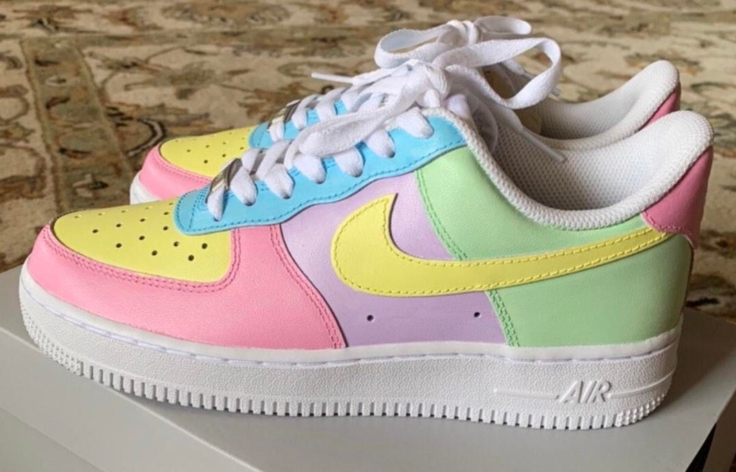 pastel color block air force ones