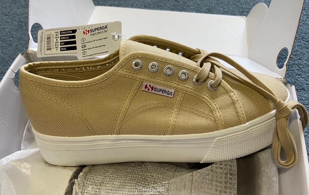beige superga platform