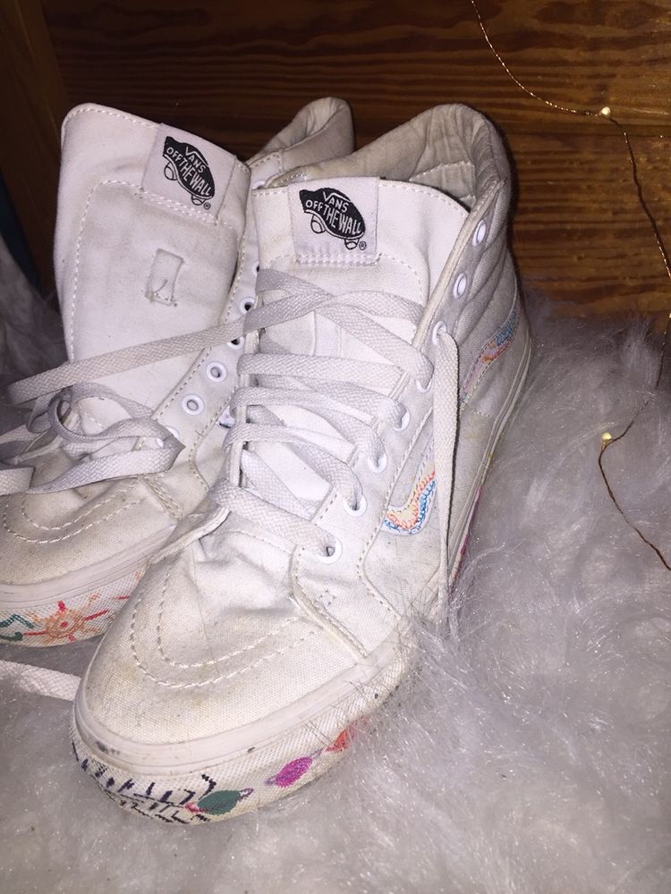 all white high top vans