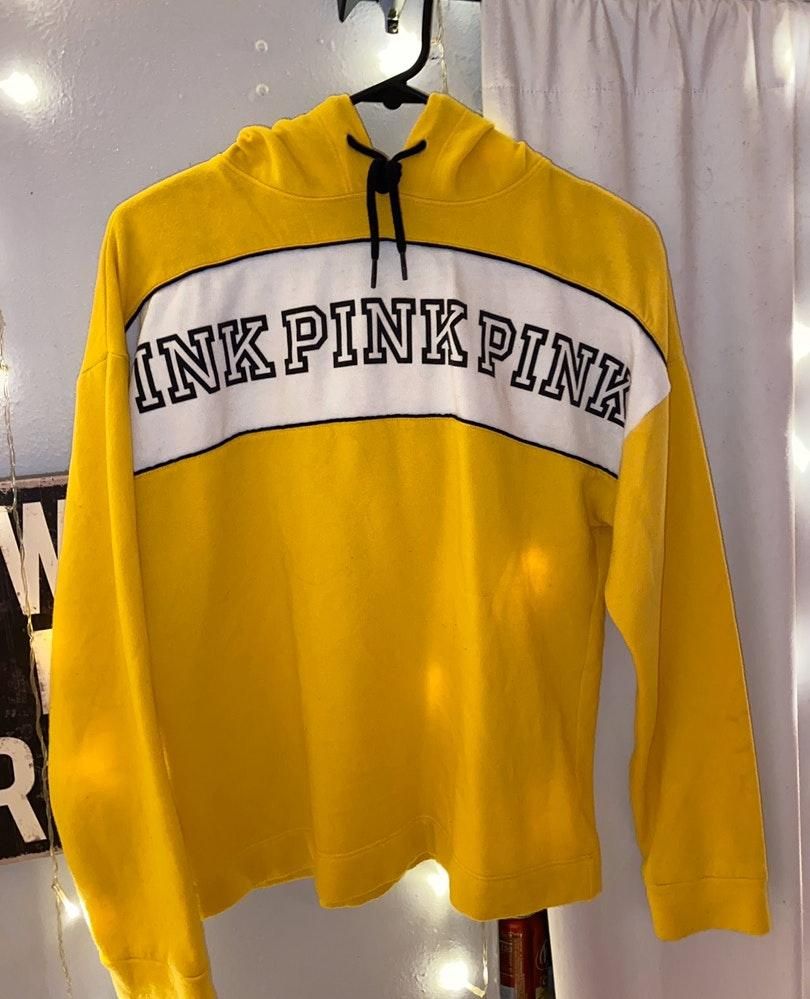 victoria secret pink hoodie yellow