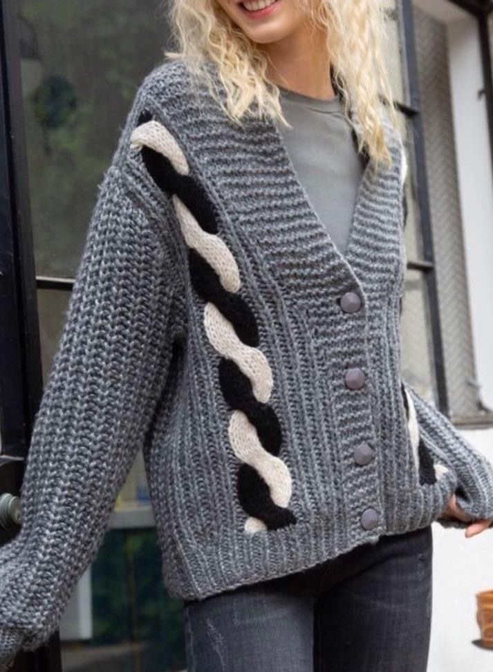 chunky button down cardigan