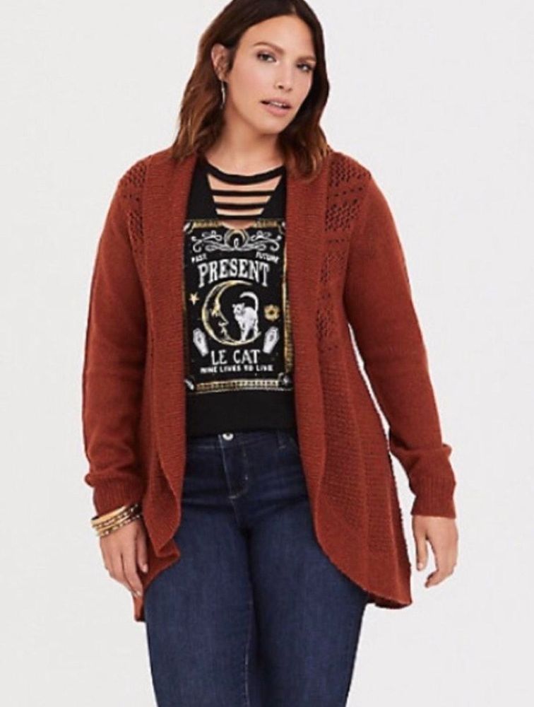 burnt orange knit cardigan
