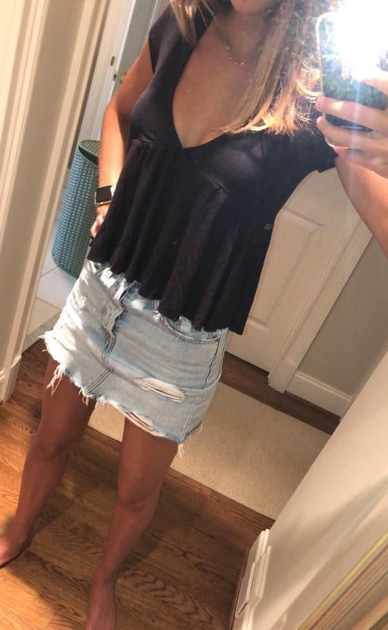 deep v peplum top