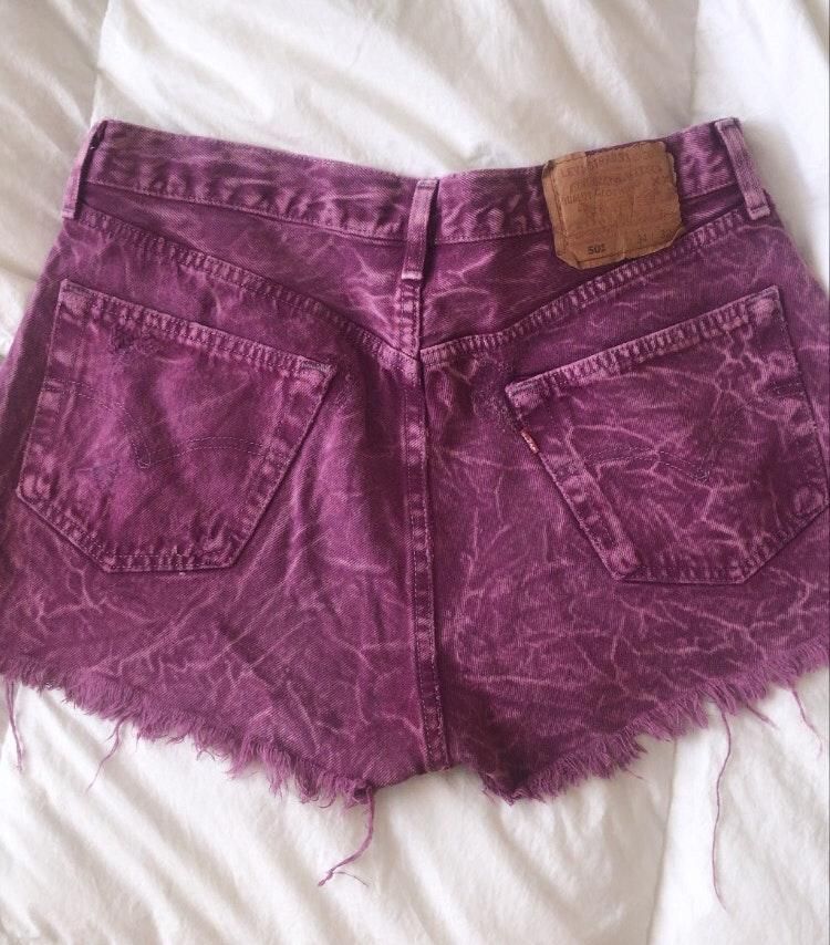 purple levi shorts