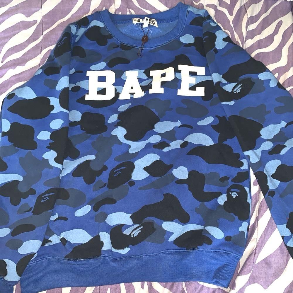 bape blue sweater