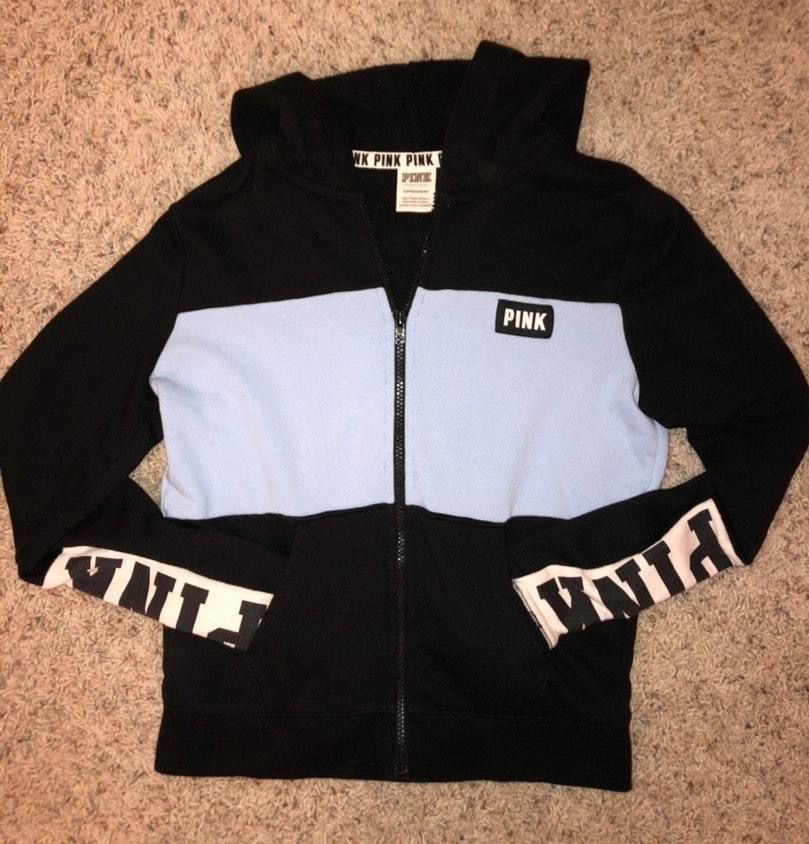 victoria secret black zip up hoodies