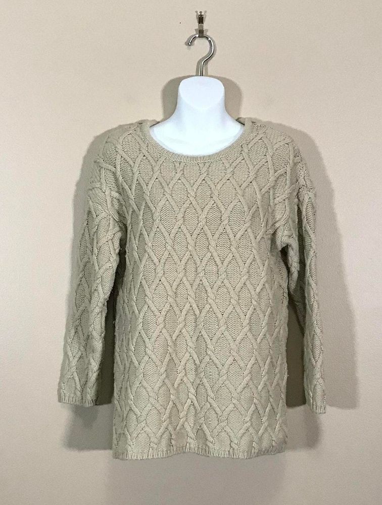 tan cable knit sweater