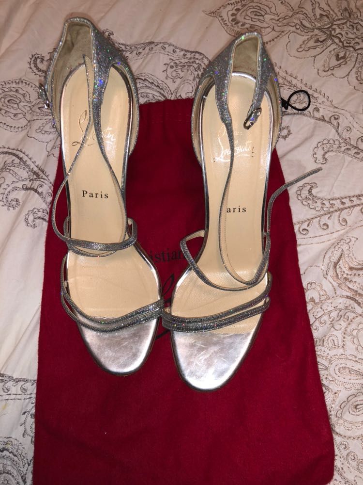 silver red bottom heels