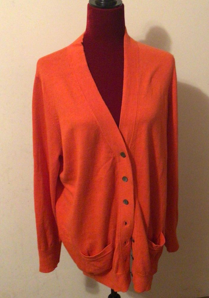 lands end red cardigan