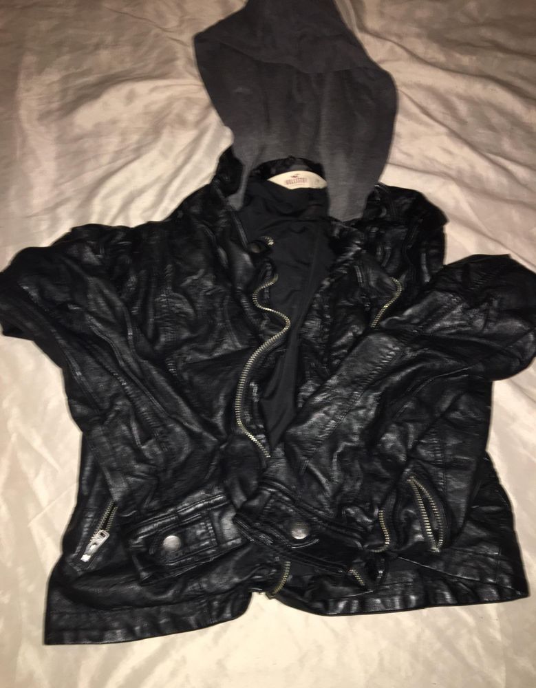 hollister black leather jacket