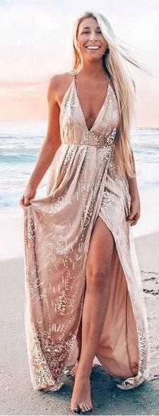 rose gold long dress