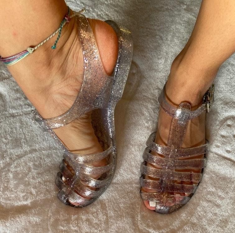 clear sparkly jelly shoes