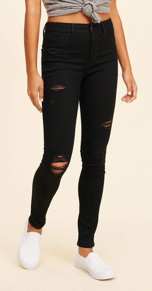 high waisted black jeans hollister