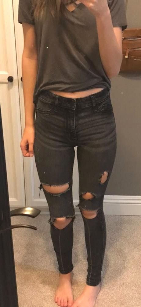 high waisted ripped jeans hollister