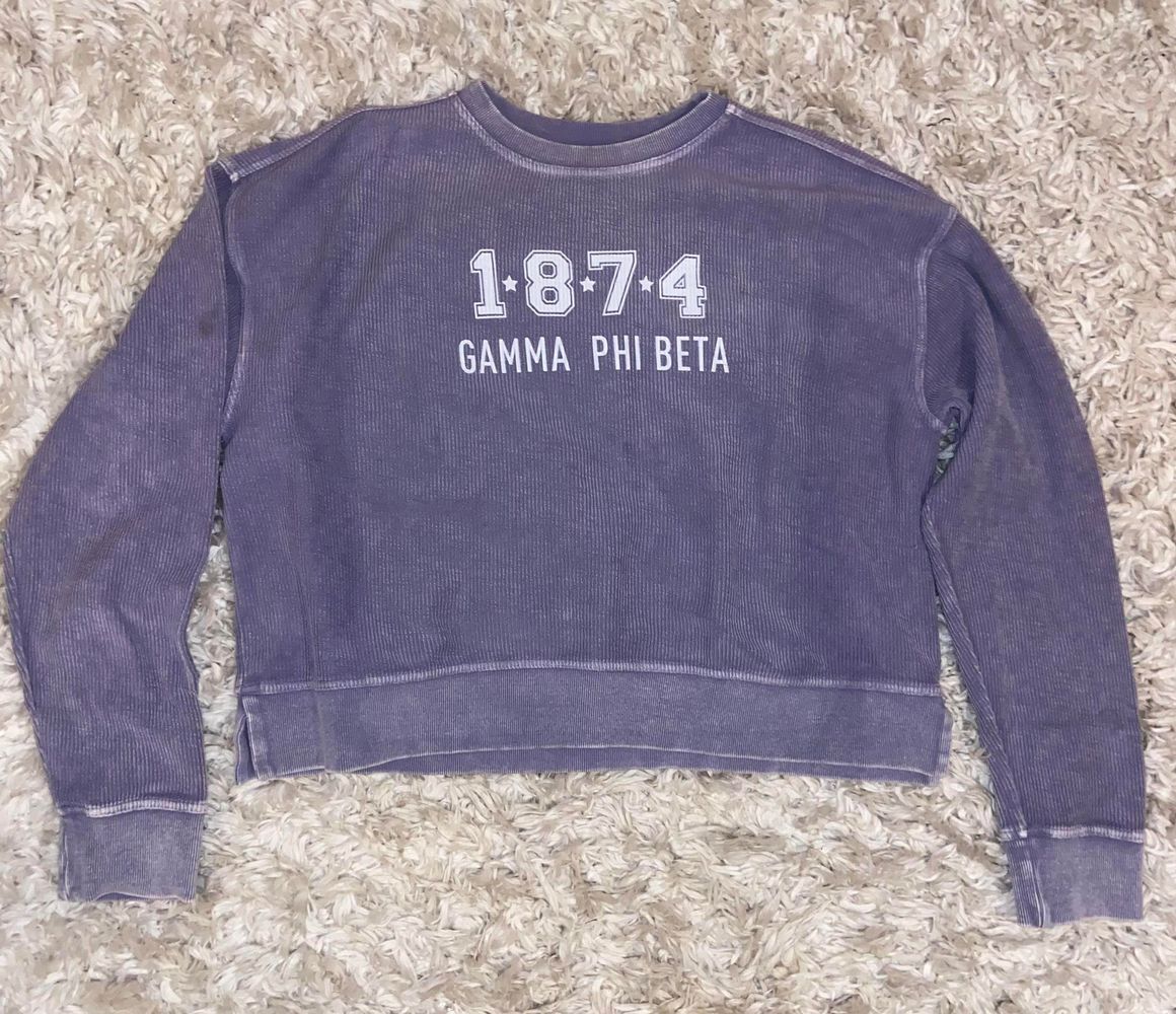 Charles River Apparel S Gamma Phi Beta Corded Crew Crop Curtsy