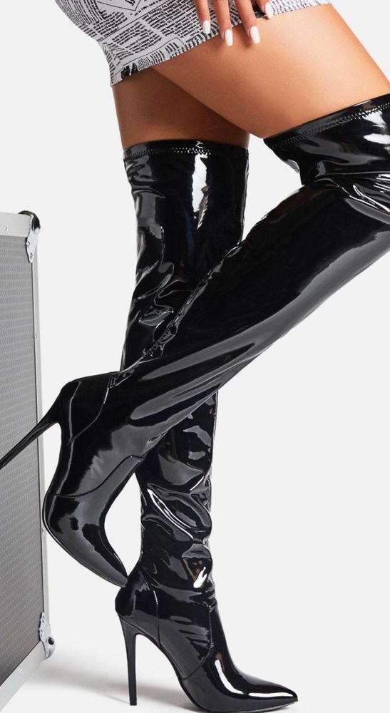 shoedazzle black thigh high boots