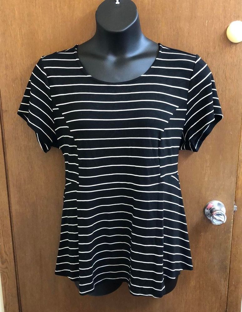 black and white striped peplum top