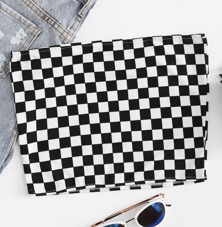 checkered tube top forever 21