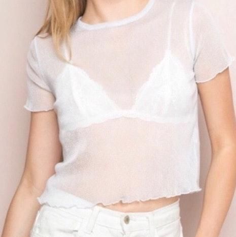 white glitter mesh top