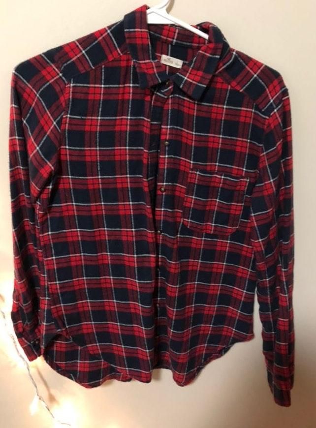 hollister red and blue flannel