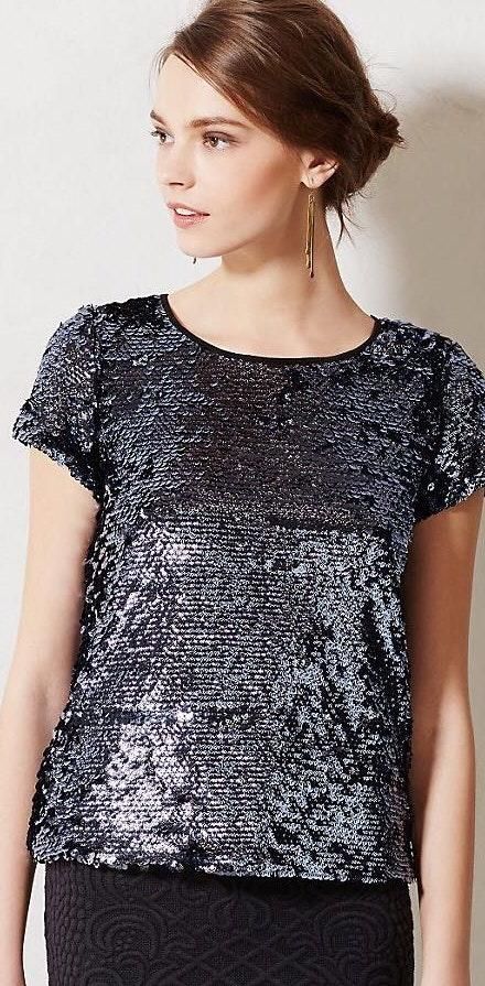 anthropologie sequin top