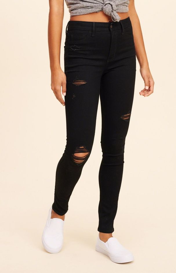 Womens Jeans Hollister High Waisted Black Jeans Hollister Ultra