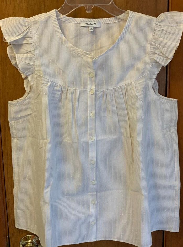 madewell ruffle sleeve bib top