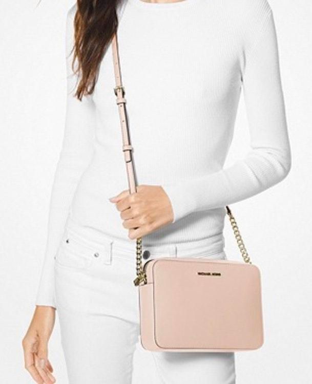 michael kors jet set east west crossgrain leather crossbody