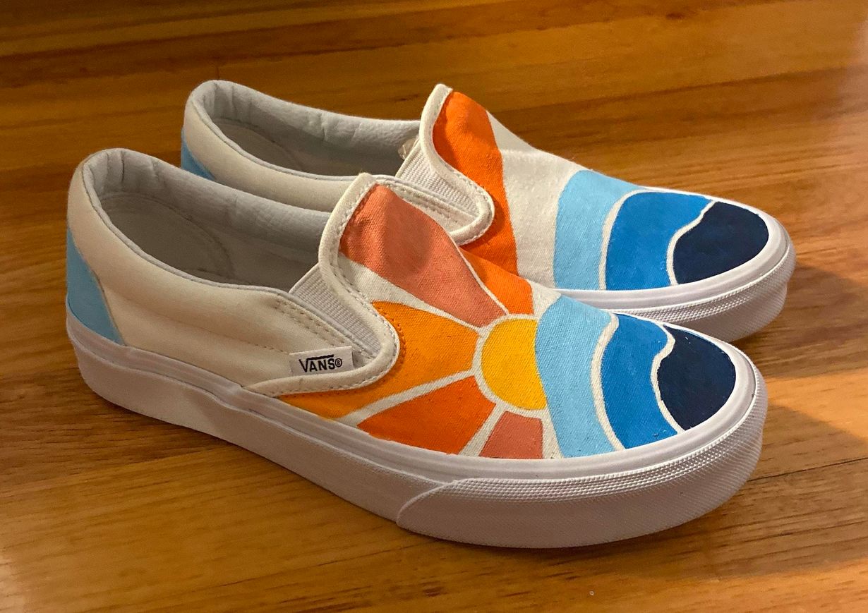 painted slip on vans