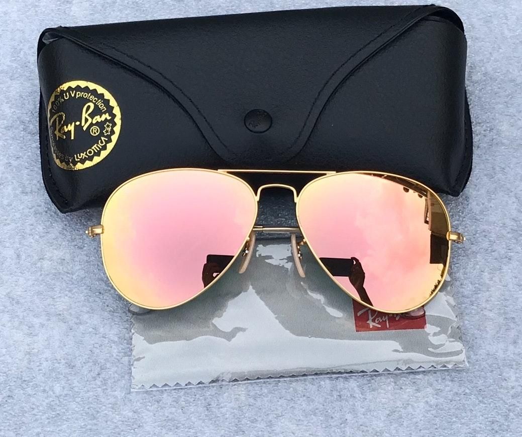 rose gold aviator sunglasses ray ban